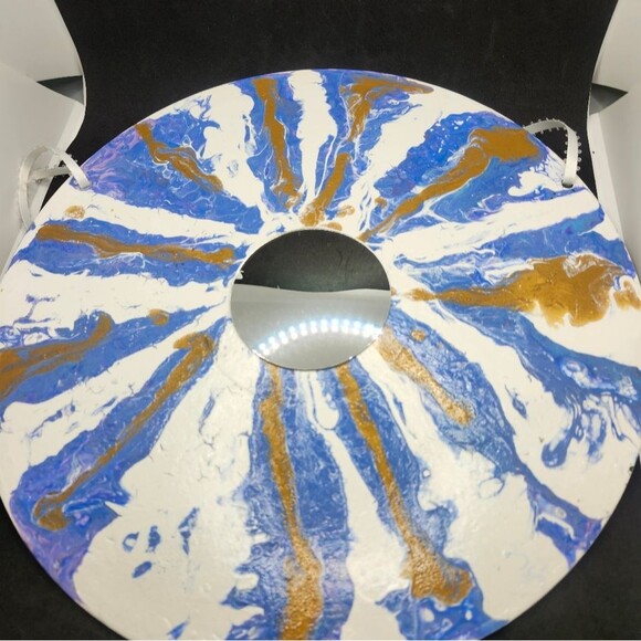 Hand Crafted Colorful Mirror Fluid Art Painting On 12" Vinyl Record - Picture 6 of 10